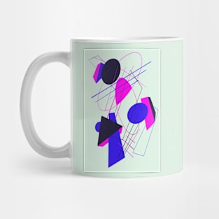 80s Retro Geometric Shapes Neon Blue and Pink Mug